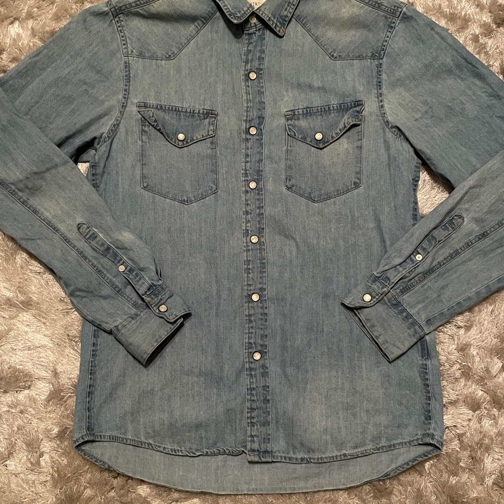 Denim Button-Up Shirt - 100% Cotton
